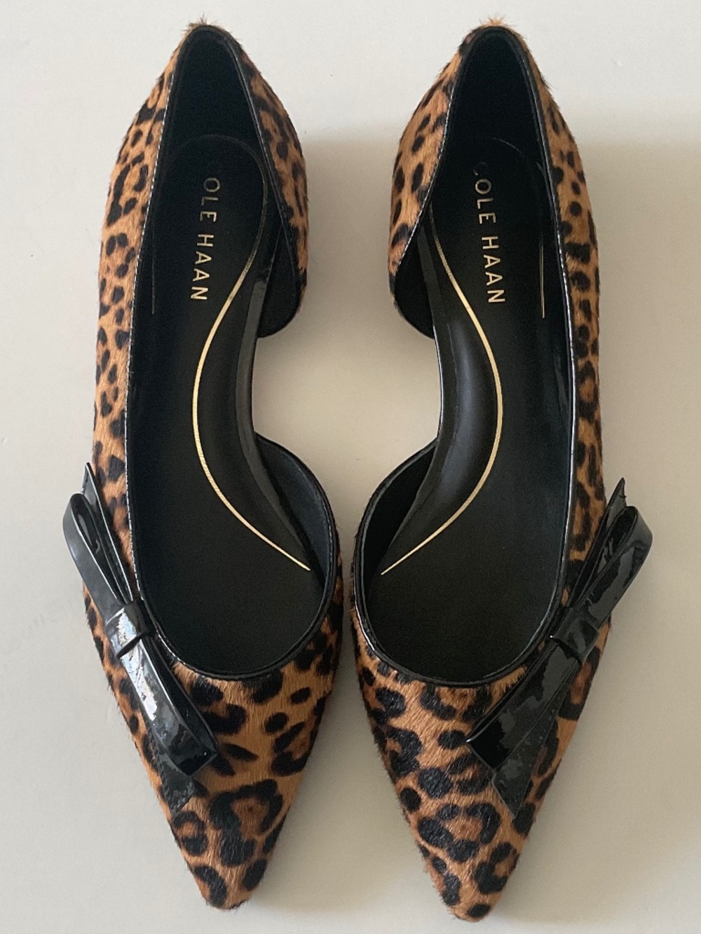 COLE HAAN  Noella Bow Skimmer Calf Hair Leopard Print Size 7 NEW